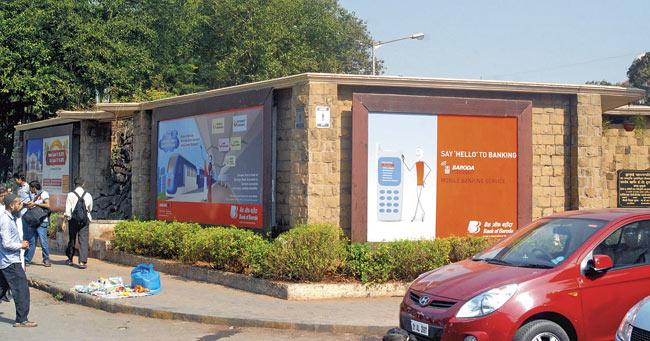 An advertisement on a public toilet near Chhatrapati Shivaji Terminus. Pic/Shadab Khan