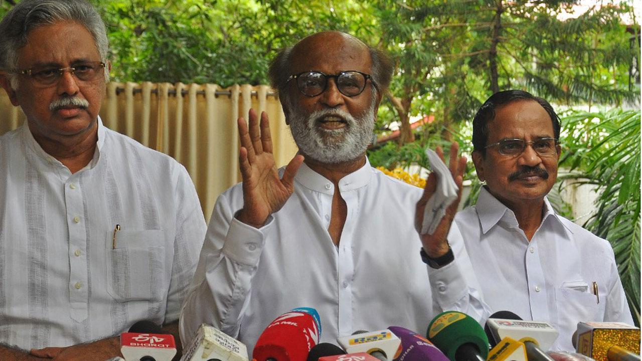 Rajinikanth at his residence in Chennai on December 3, 2020. File Picture/AFP