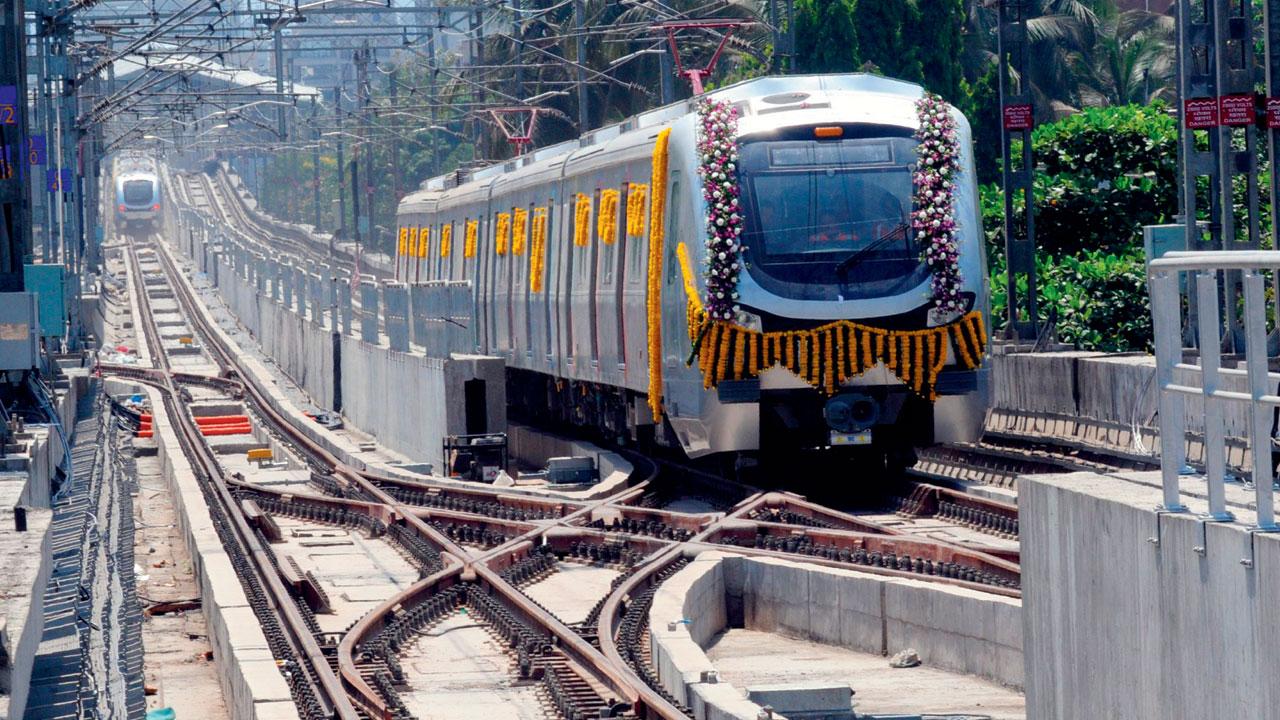 The trial run of a Metro train on May 1, 2013. Pic/Nimesh Dave