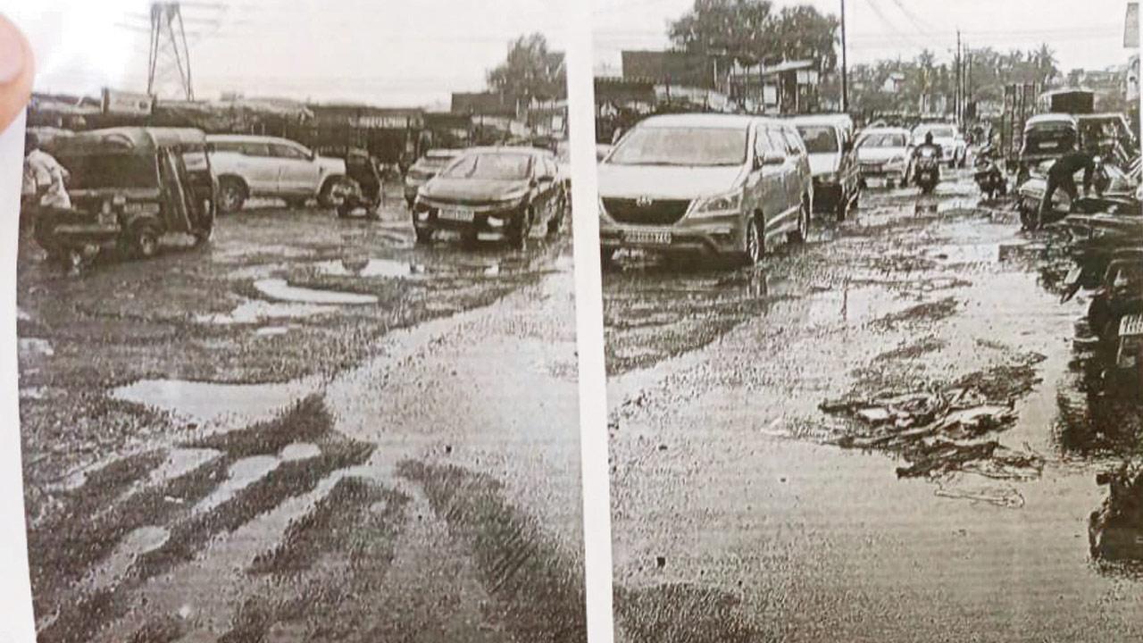 A potholed road in Diva