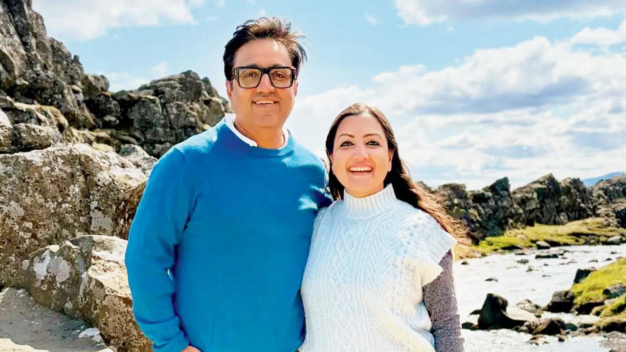 (L-R) Ashneer Grover with Madhuri Jain. Pic/Instagram