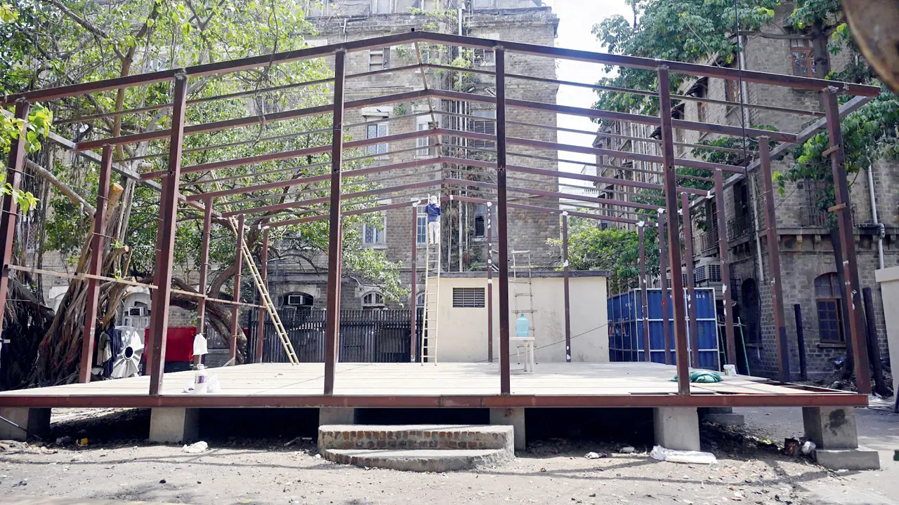 Construction work underway at the Ballard Estate site being developed into a garden and food court