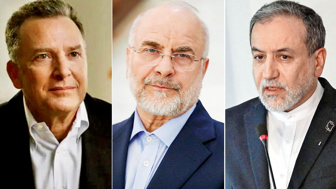 Steve Witkoff, Mohammad-Bagher Ghalibaf. File pic and Abbas Araghchi. File pic