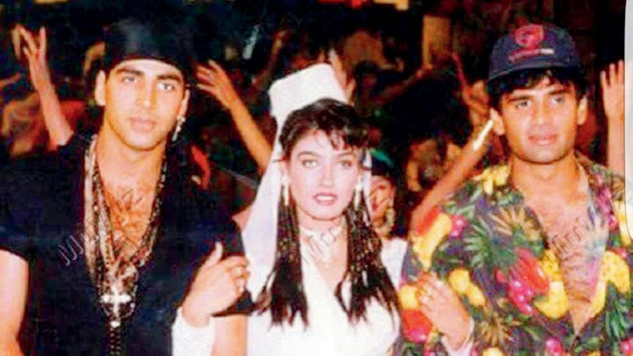 Then: Akshay Kumar, Raveena Tandon, and Suniel Shetty previously starred together in Mohra