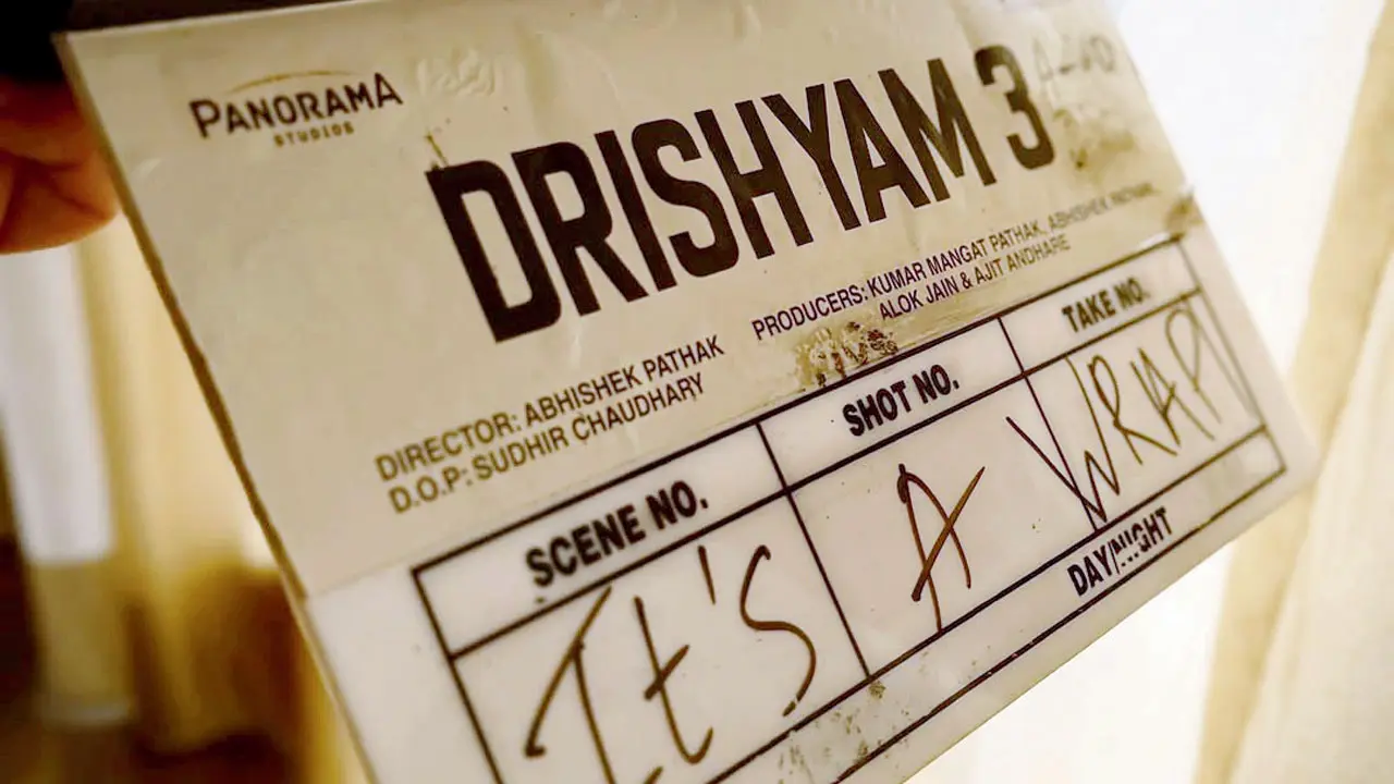 Clapboard of &lsquo;Drishyam 3&rsquo; Hindi wrap-up 