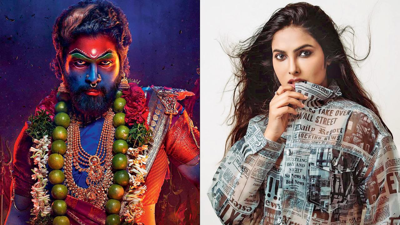 A still from ‘Pushpa 2 and Divi Vadthya. Pics/Instagram