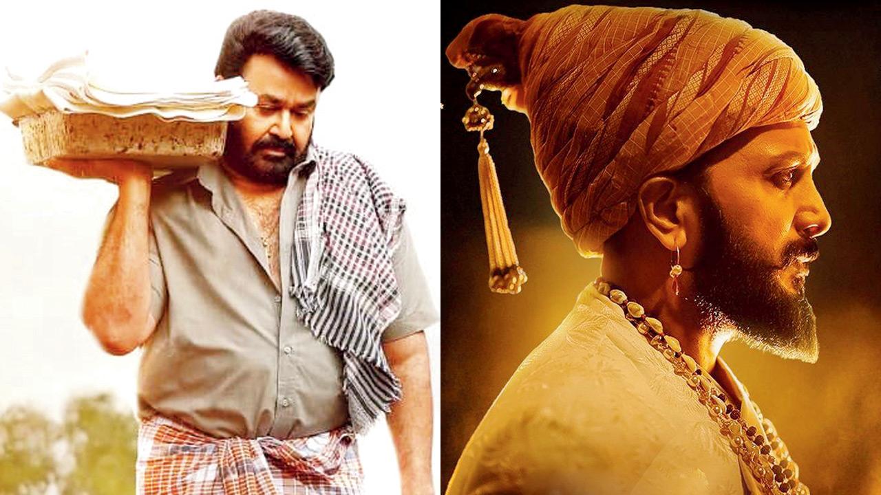 Mohanlal in a still from &lsquo;Drishyam 3&rsquo; (right) Riteish Deshmukh in and as &lsquo;Raja Shivaji&rsquo;