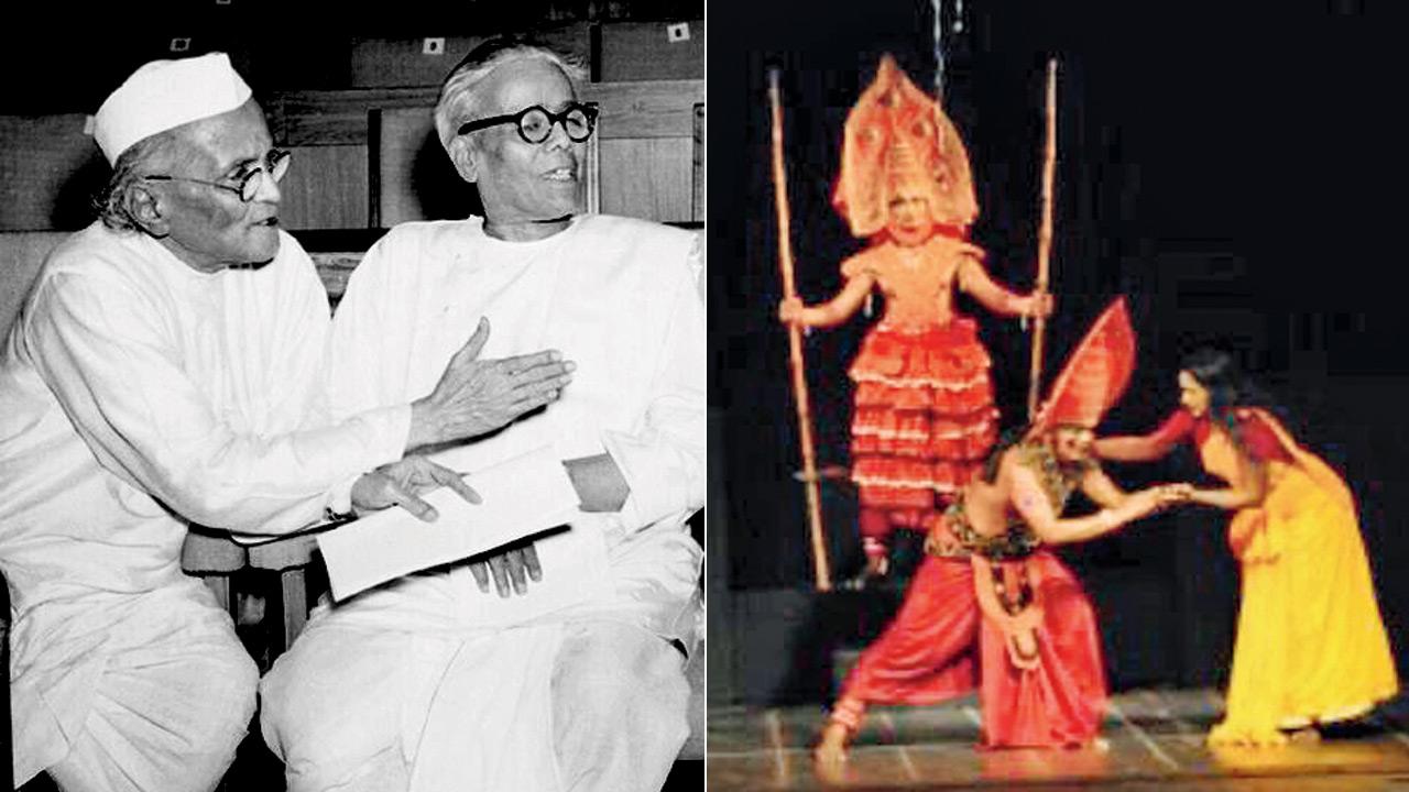 (From left) Mama Warerkar (left) and CG Kolhatkar; (right) a performance of Urubhangam, an example of early regional drama. Pics courtesy/Wikimedia Commons; Ramu Ramanathan