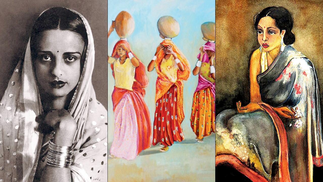 Amrita Sher-Gil. Pic courtesy/Wikimedia Commons (right) Artworks from the exhibition. Pics courtesy/Ildiko Morovszki