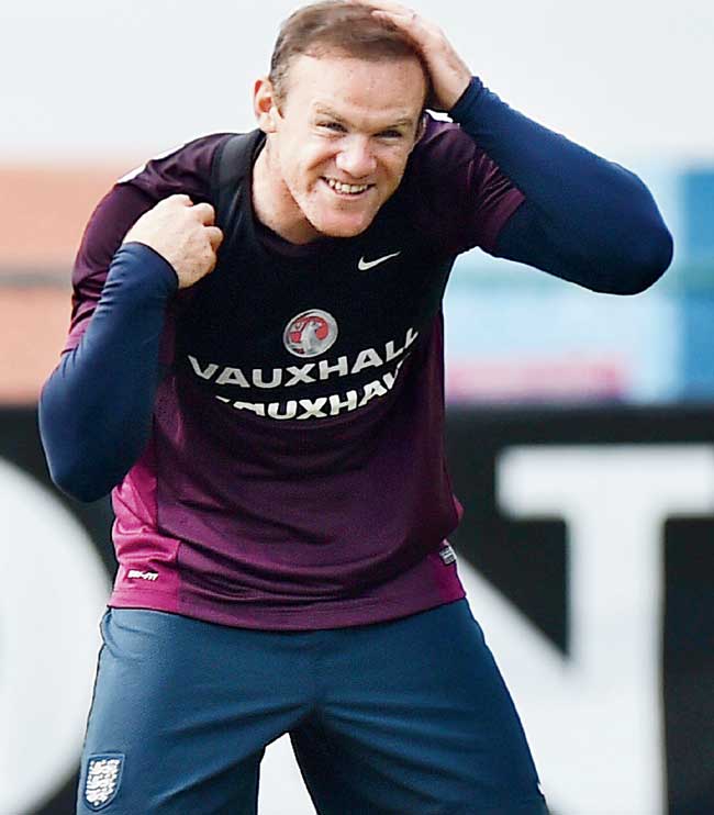 England striker Wayne Rooney during a training session in Rio de Janeiro on Monday. Pic/AFP