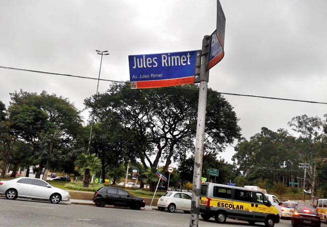 A street in Sao Paulo is named after former FIFA president Jules Rimet. Pic/Kashinath Bhattacharjee