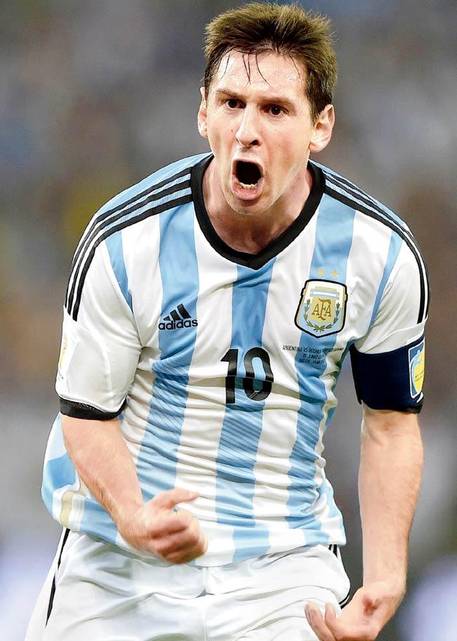 Lionel Messi celebrates his goal against Bosnia-Herzegovina at the Maracana Stadium in Rio de Janeiro yesterday. Pic/AFP