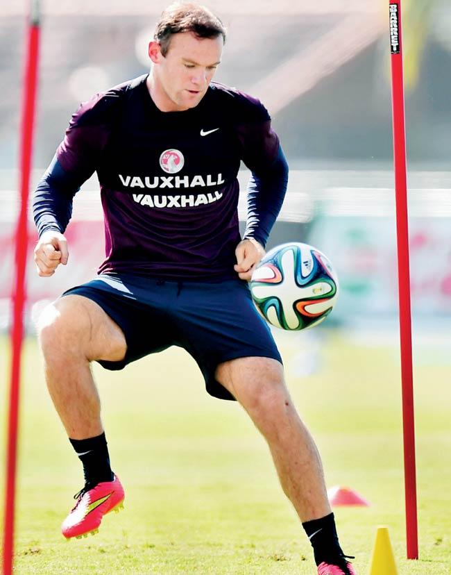 Wayne Rooney during the training session on Monday. Pic/AFP