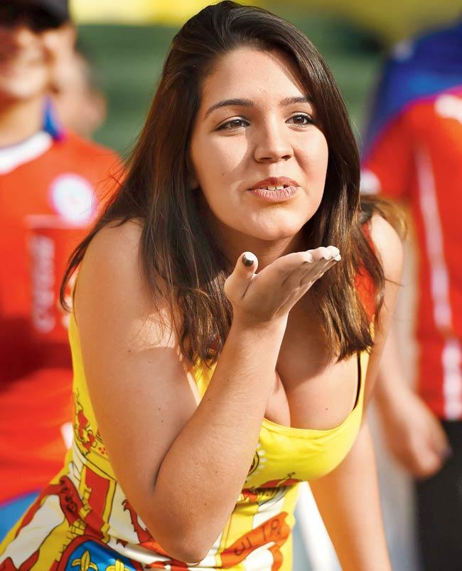 Fan-tastic: A Spanish fan enjoys the atmosphere prior to their World Cup tie against Chile on Wednesday. Pic/Getty Images
