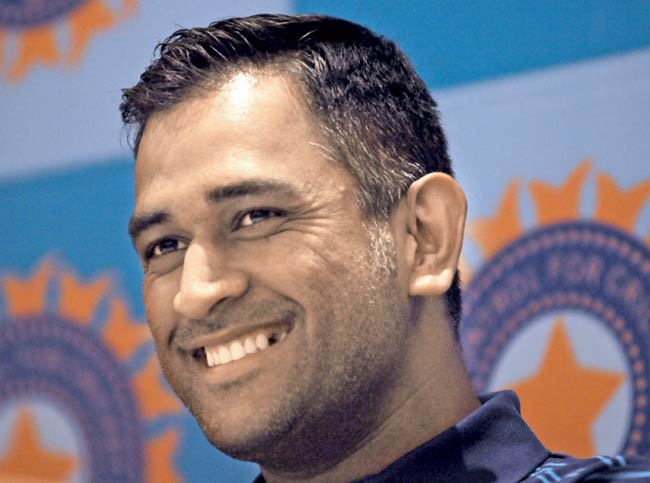 Skipper MS Dhoni during a media conference before leaving for England tour. Pic/Satyajit Desai