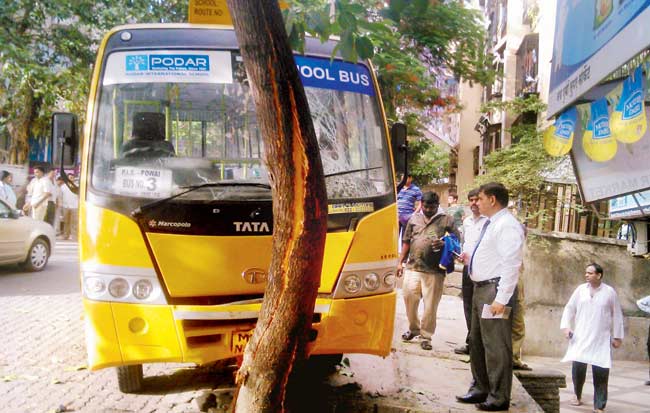 School bus crashes
