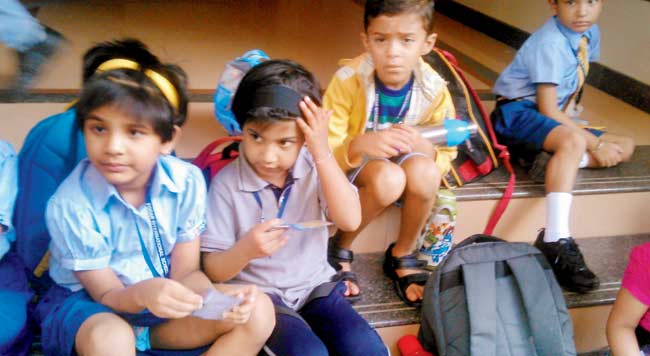 Narrow escape: The schoolchildren suffered from minor injuries on their chin, stomach and hands.