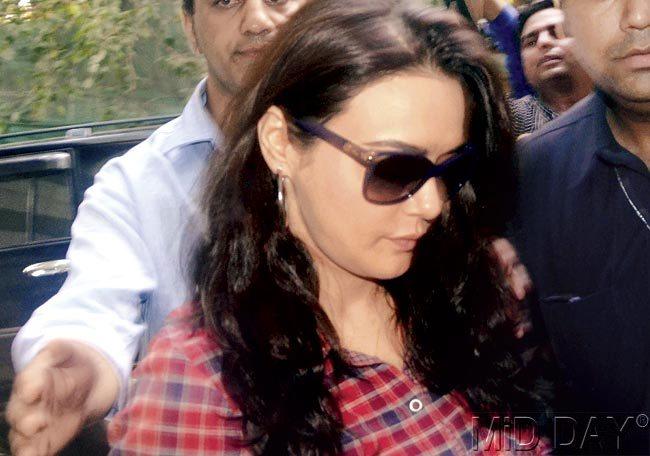 Preity Zinta, along with police officers, had visited the Wankhede stadium on Tuesday. Pic/Atul Kamble