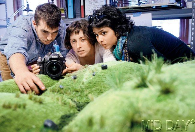 Aashrita with director Jacob Andersen and cinematographer Sara Ross Samko on stop motion music video, As Long As You Watch My Heart. 