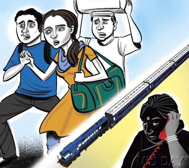 Abhishek Yadav (15) and Ruchi Yadav (19) elope from Ghazipur, Uttar Pradesh, on May 26 accompanied by a friend, Chotu. Ruchi’s mother calls up her husband Gulab in Mumbai, after learning from someone that her girl had gone to the city. Illustrations/Amit Bandre