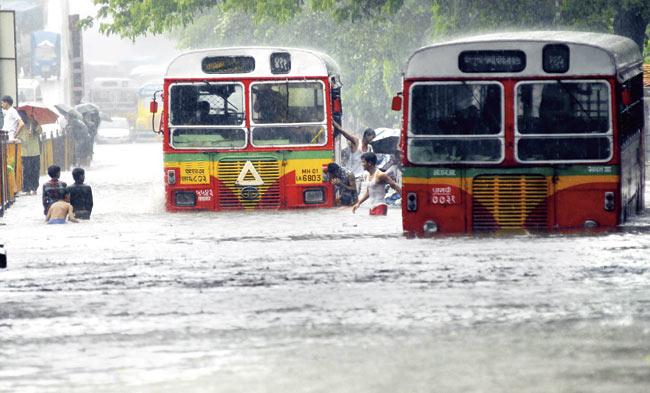 Areas like Hindmata, Milan Subway, Dadar regularly get flooded during the rains. File pic