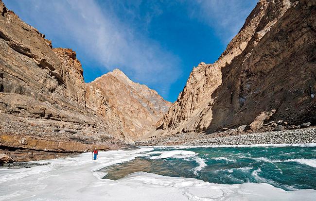 Ladakh is visited during the winter as well for the Chadar Trek where trekking is done on the frozen Zanskar river 
