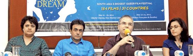 (l to r) Pia Benegal, Nitish Bharadwaj, Roy Wadia and Avantika Akerkar, jury members for the Kashish Queer Film Festival 2014