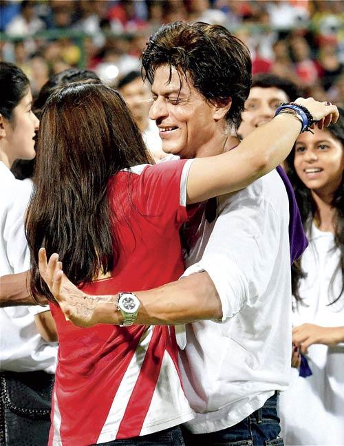 Preity Zinta and Shahrukh Khan after the match. PIC/PTI