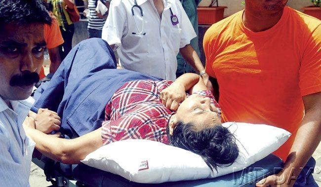During protests, two society residents collapsed at the gate and had to be taken to Bhatia Hospital for treatment