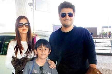 Spotted: Sonali Bendre with husband and son