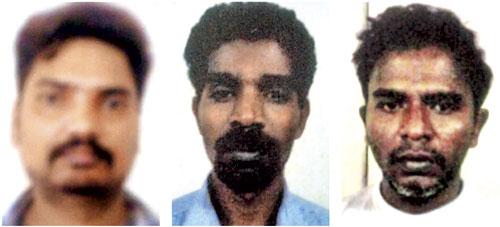 (From left) Sravankumar Nadar, and his associates Krishnakumar Nadar and Jitu Tiwari have been arrested