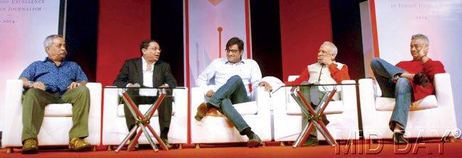 Uday Shankar (second from left) with the other panellists. Pic/Pradeep Dhivar