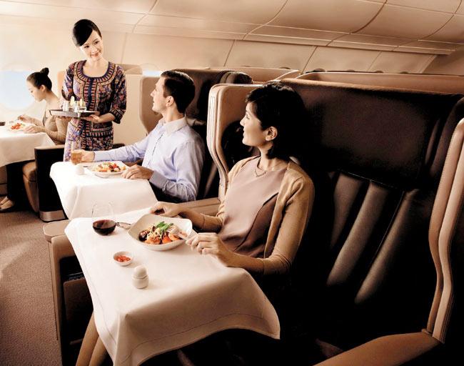 Travelling business class on the A380 means gourmet meals and the finest wines