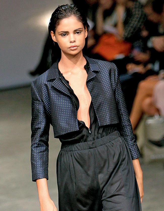 This photo taken in 2006, shows 16-year-old Aboriginal model Samantha Harris wearing a creation from the label Zambesi during Australian Fashion Week in Sydney. Harris, whose mother is Aboriginal and father is German, broke into the modelling world in 2003 and has been touted by agency insiders as the fashion world’s first Aboriginal supermodel. 
