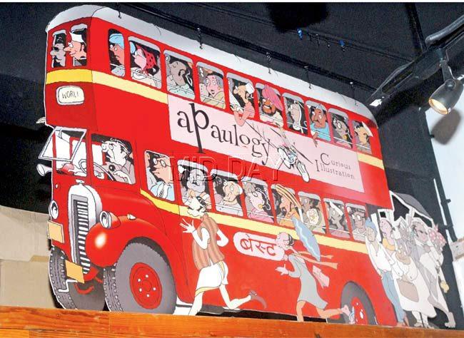 A cutout depicting the ubiquitous BEST bus of Mumbai 