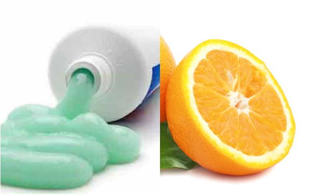 Toothpaste and orange