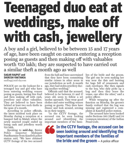 mid-day’s report on the children eating and robbing from a wedding in Malad