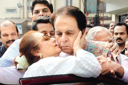Dilip Kumar gets a birthday kiss from wife Saira Banu