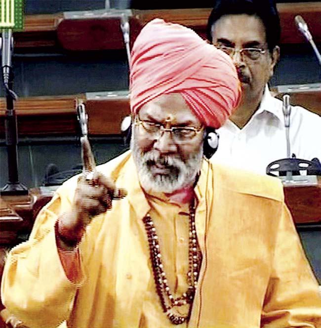 BJP’s Sakshi Maharaj first described Godse as a ‘nationalist’, and then backtracked. Pic/PTI