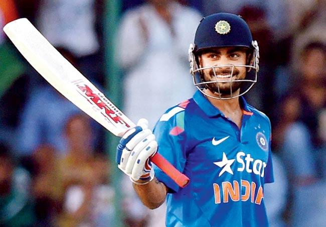 Virat Kohli must be a relieved man after scoring a half-century against West Indies in the second ODI at Feroz Shah Kotla on Saturday. Pic/PTI