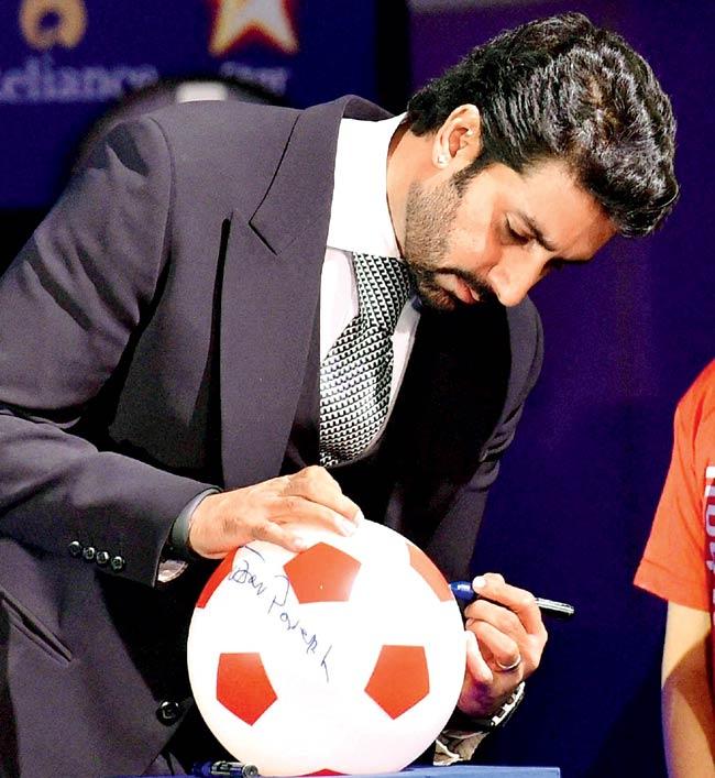Abhishek Bachchan at the launch of Indian Super League