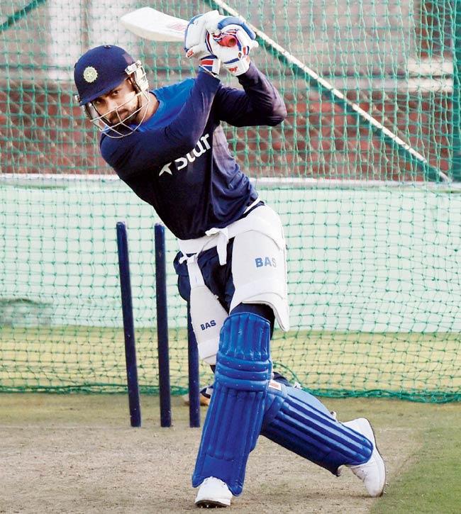 Virat Kohli in the nets at Dharamsala yesterday. Pic/PTI