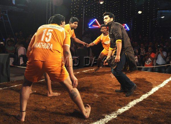 Being a sport: Arjun Kapoor engages in a game of kabaddi at the trailer launch of his upcoming film, Tevar last month