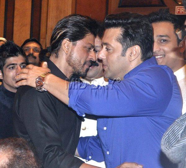 Yes, we Khan: Friends-turned-foes-turned-friends Shah Rukh Khan and Salman Khan hug it out at a politician’s iftaar party at a surburban five-star in July