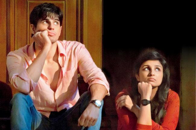 Sidharth Malhotra and Parineeti Chopra in Hasee Toh Phasee, which revisited clichés such as rain for romance 