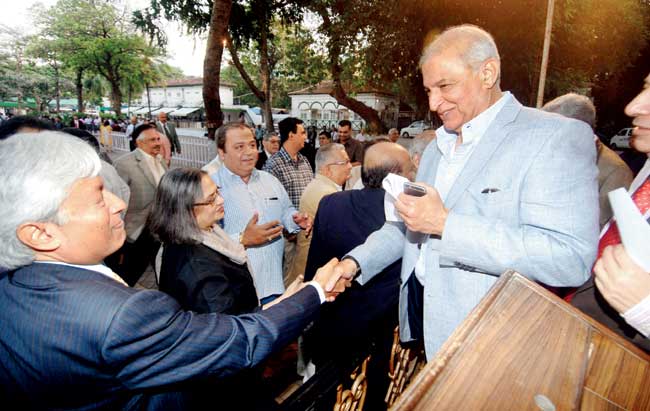 Khushroo Dhunjibhoy (right) being congratulated at the RWITC yesterday. Pic/Sameer Markande