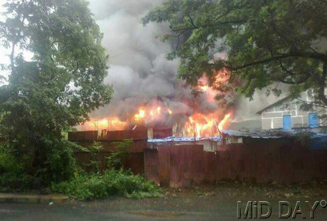 File picture of the fire that broke out on the sets of Comedy Nights with Kapil. None was injured