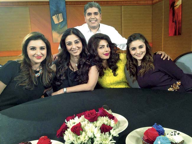 Rajiv Masand with Parineeti Chopra, Tabu, Priyanka Chopra and Alia Bhatt
