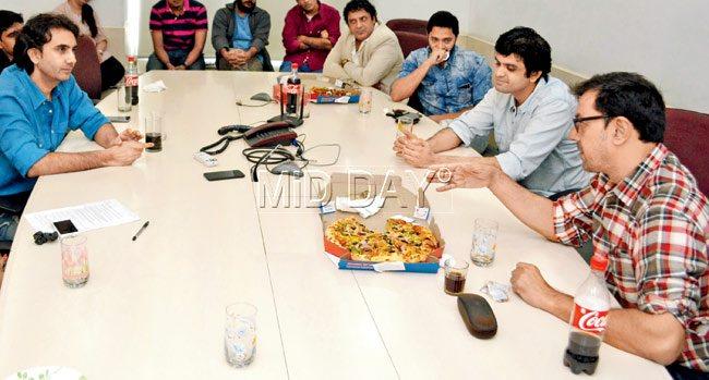 Clockwise from left: Sanjay Puran Singh Chauhan, Girish Malik, Shreyas Talpade, Amit V Masurkar and Rajat Kapoor during the discussion at mid-day office.