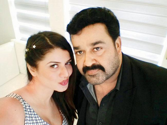 Starlet Kainaat Arora with South icon Mohanlal 
